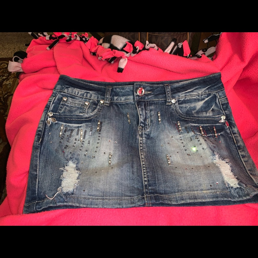 Large bling jean skirt